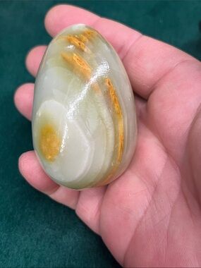 Green and Gold Onyx Decorative Palm Stone - Home Accent